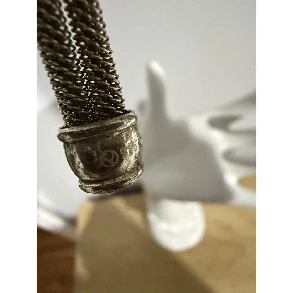 FLEXIBLE STERLING SILVER 925 MESH KNOT CUFF BRACELET 7